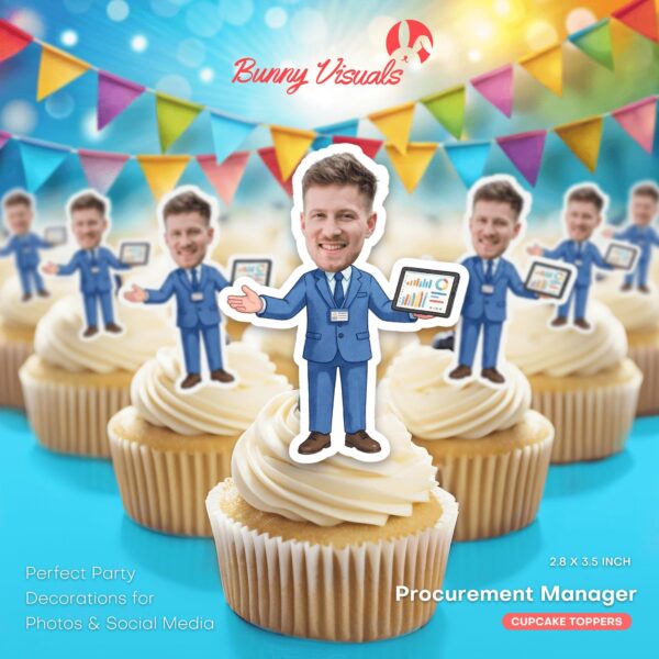 Personalized Procurement Manager Custom Face Cupcake Toppers for Office Parties