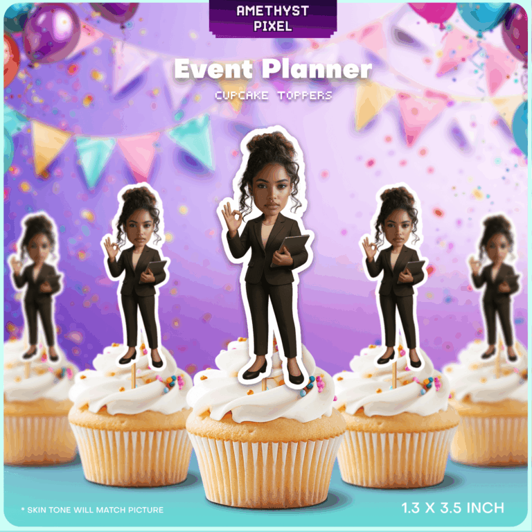Custom Face Event Planner Cupcake Toppers - Personalized Business Professional Party Decor