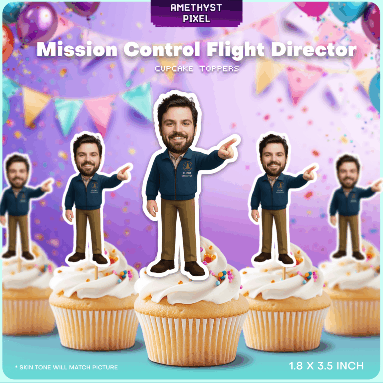 Custom Flight Director Face Cupcake Toppers - Printable Mission Control Party Decor