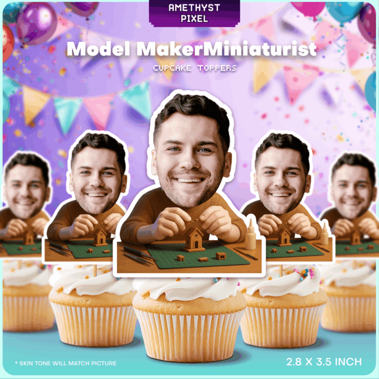 Custom Model Maker Face Cupcake Toppers – Printable Miniaturist Hobby Birthday Decor