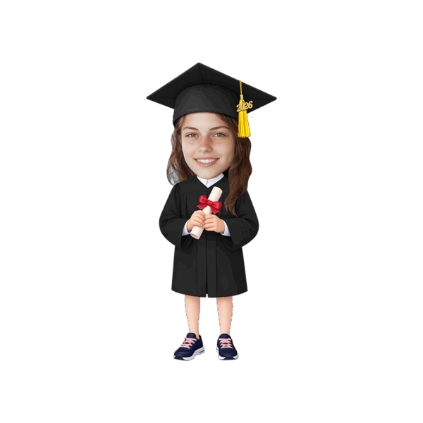 Signature Stand Girl - High School & Bachelor - Custom Face Class of 2026 Black Gown Party Decor