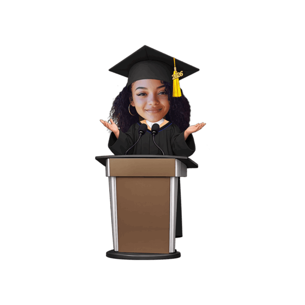 Speech Girl - Master - Custom Face Graduation Speech Cupcake Toppers