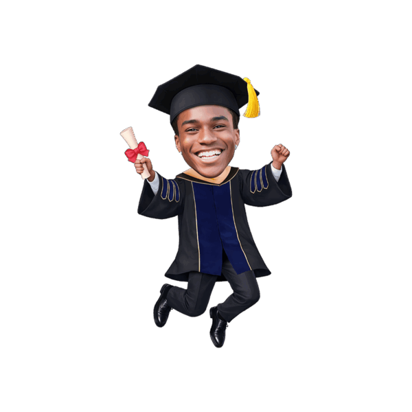 Leap Pose Boy - Doctor - Custom Face Jumping Graduation Cupcake Toppers