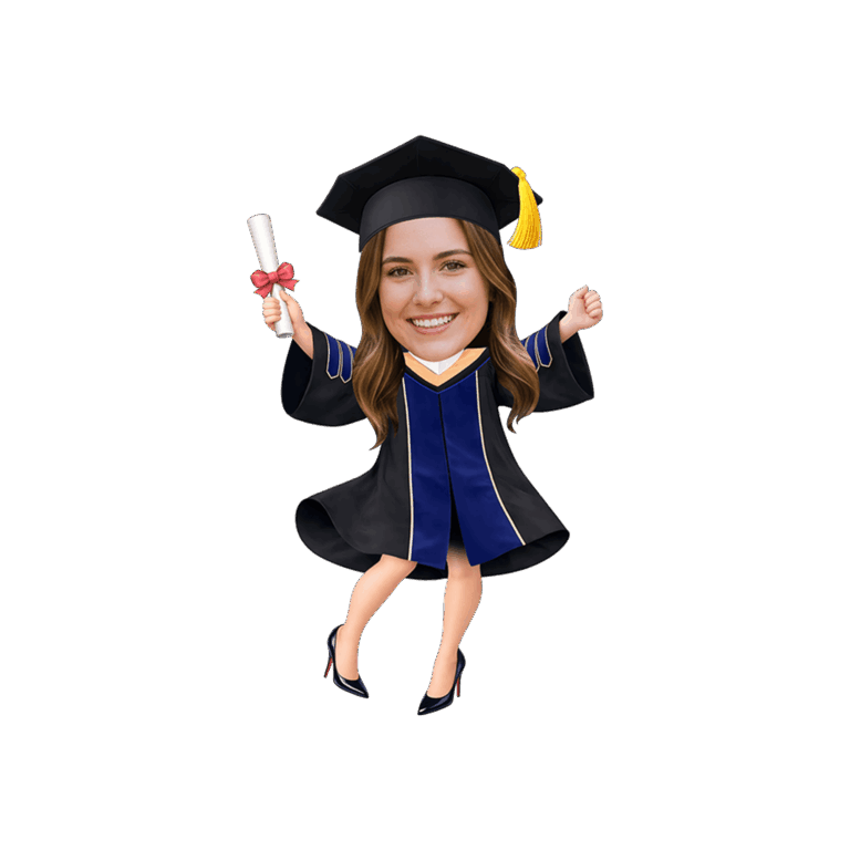 Leap Pose Girl - Doctor - Custom Face Jumping Graduation Cupcake Toppers