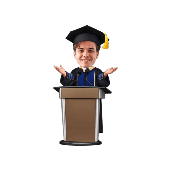 Speech Boy - Doctor - Custom Face Podium Design Graduation Speech Cupcake Toppers