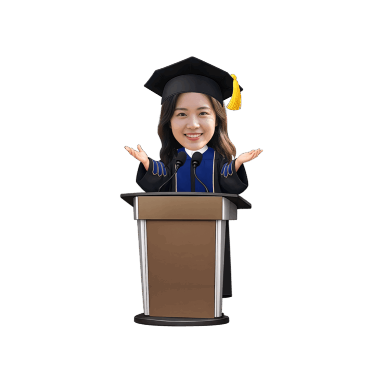 Speech Girl - Doctor - Custom Face Podium Design Graduation Speech Cupcake Toppers