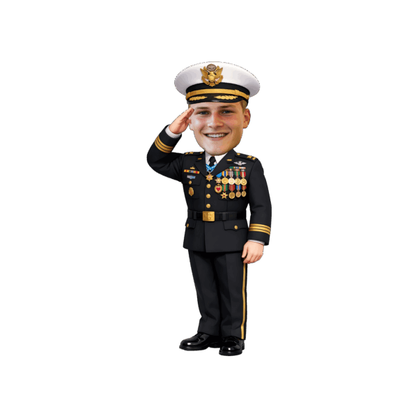 Custom Saluting Military Officer Cupcake Toppers - Printable Face Photo Party Decor