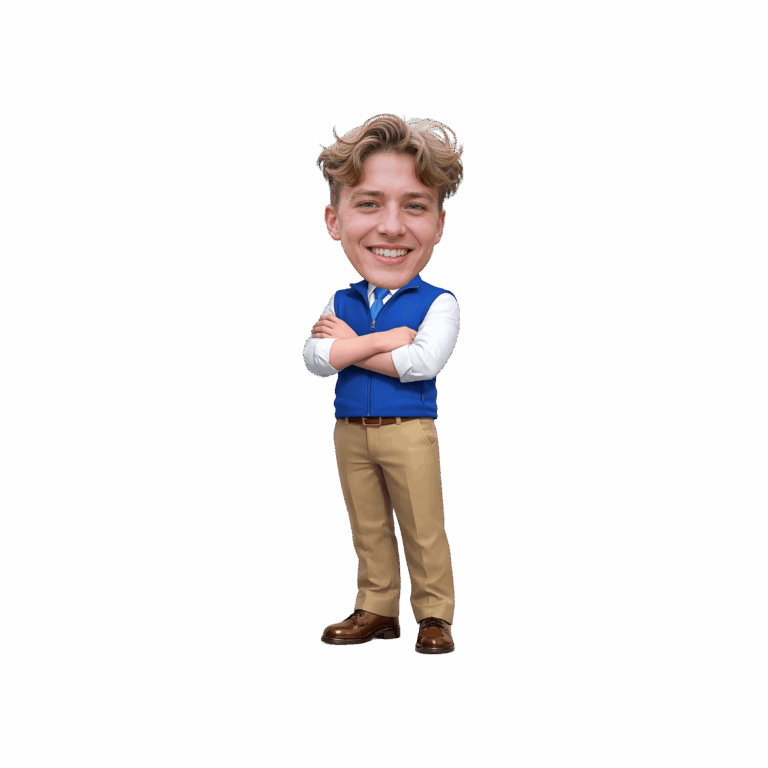 Custom Face Blue Vest Employee Cupcake Toppers - Funny Office Party Decor