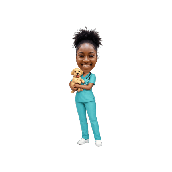 Custom Face Veterinarian Cupcake Toppers – Vet Scrubs & Puppy Photo Party Decor