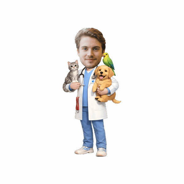 Custom Face Veterinarian Cupcake Toppers - Personalized Animal Doctor Party Decor