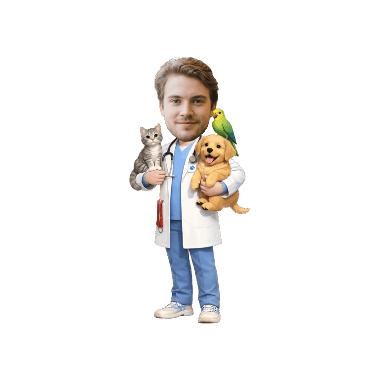 Custom Face Veterinarian Cupcake Toppers - Personalized Animal Doctor Party Decor