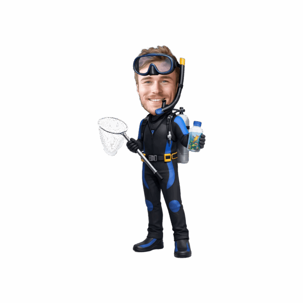 Custom Face Scuba Diver Cupcake Toppers – Funny Underwater Theme Party Decor