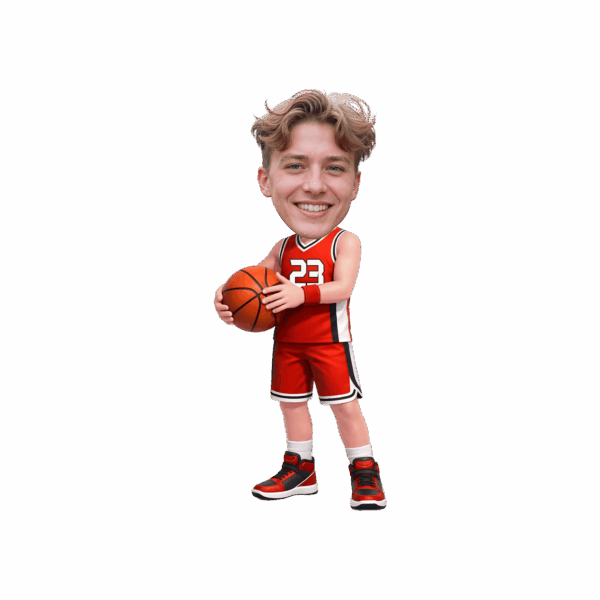 Custom Face Basketball Player Cupcake Toppers with Red Jersey - Printable Sports Party Decor