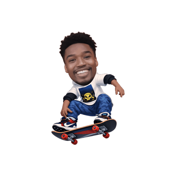 Personalized Skateboarder Face Cupcake Toppers – Printable Skater Party Decor