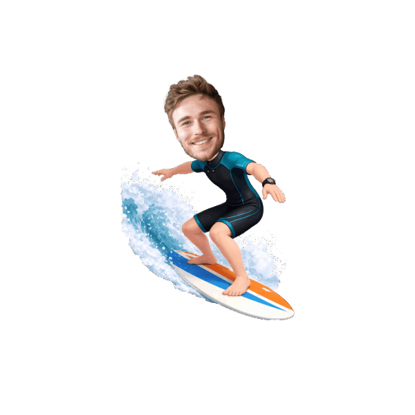 Custom Face Surfer Cupcake Toppers - Personalized Beach Party Printable Decor