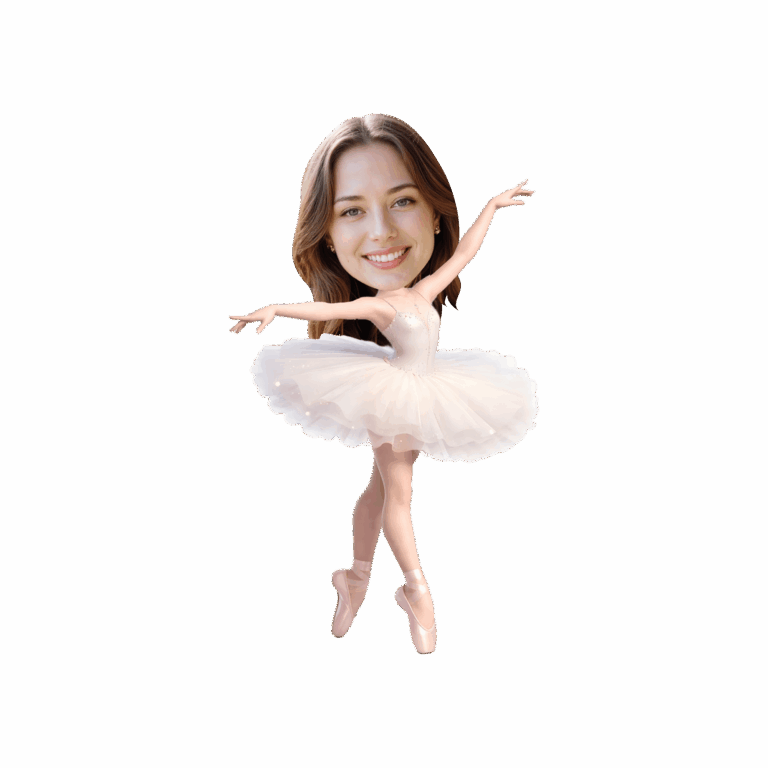 Custom Face Ballerina Cupcake Toppers – Printable White Tutu Photo Decorations