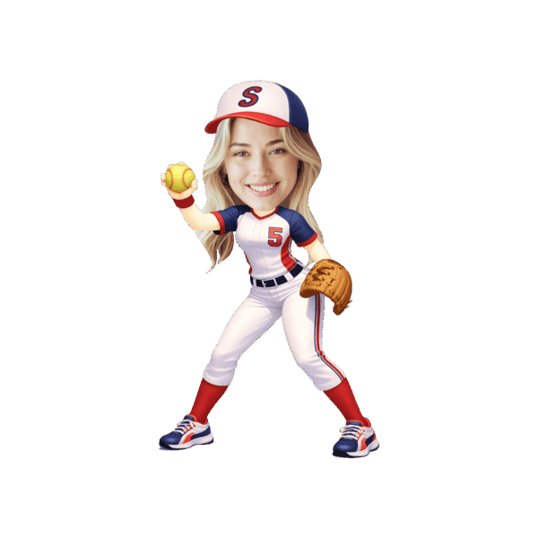 Personalized Softball Pitcher Cupcake Toppers - Custom Face Photo Sports Decor