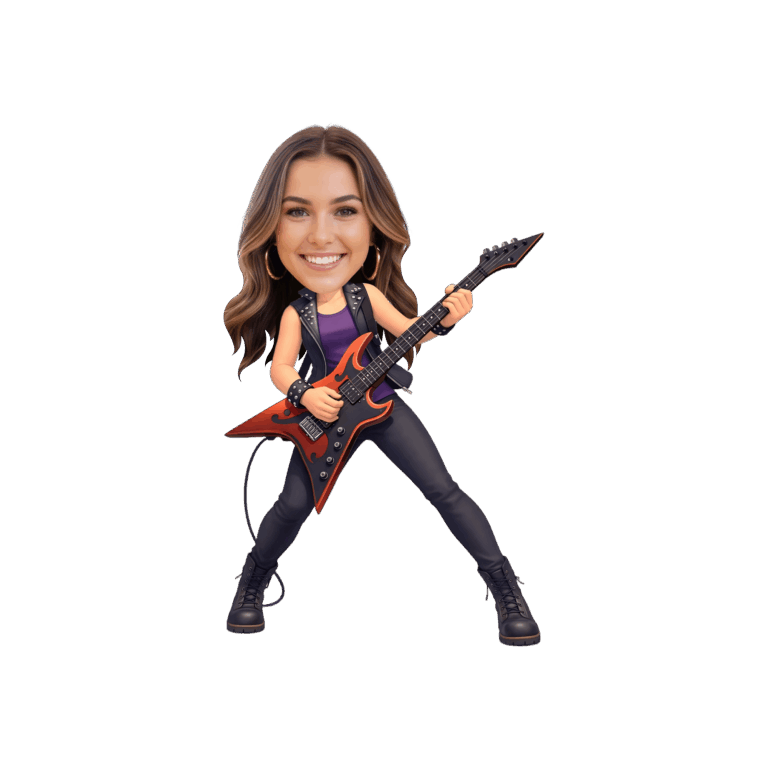 Custom Face Rock Star Guitar Player Cupcake Toppers - Printable Music Party Decor