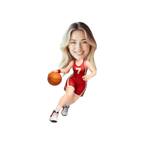 Personalized Female Basketball Player Cupcake Toppers – Custom Face Sports Decor Red Jersey