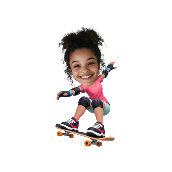 Custom Skater Girl Photo Cupcake Toppers for Skateboarding Birthday Parties