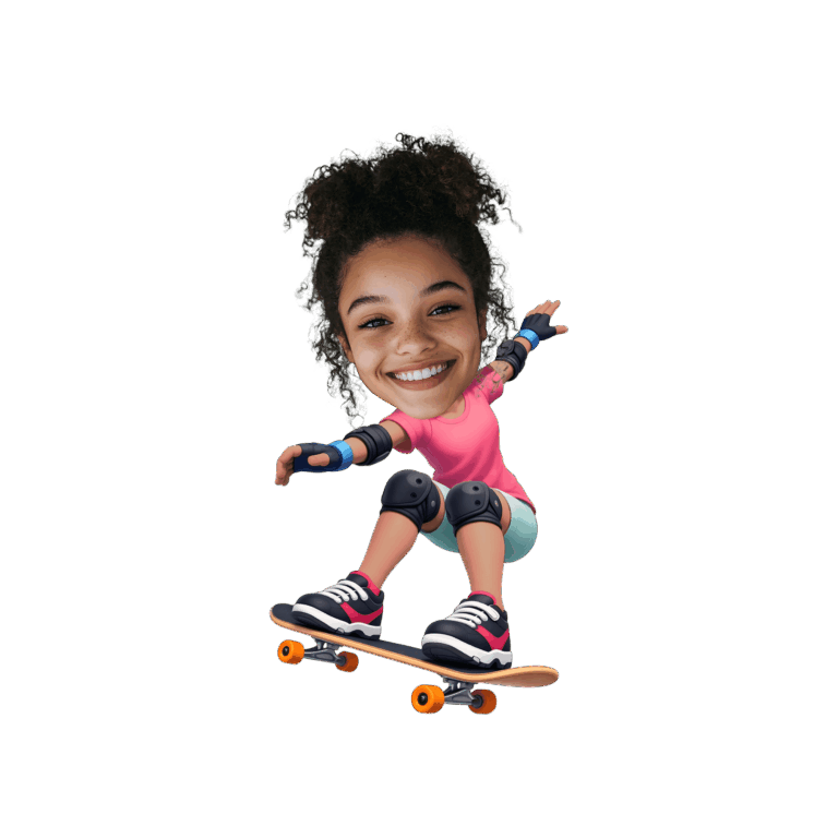 Custom Skater Girl Photo Cupcake Toppers for Skateboarding Birthday Parties